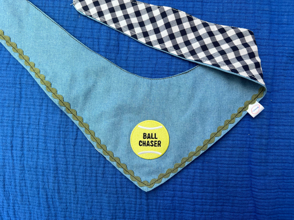 Reversible denim & blue gingham bandana image 2