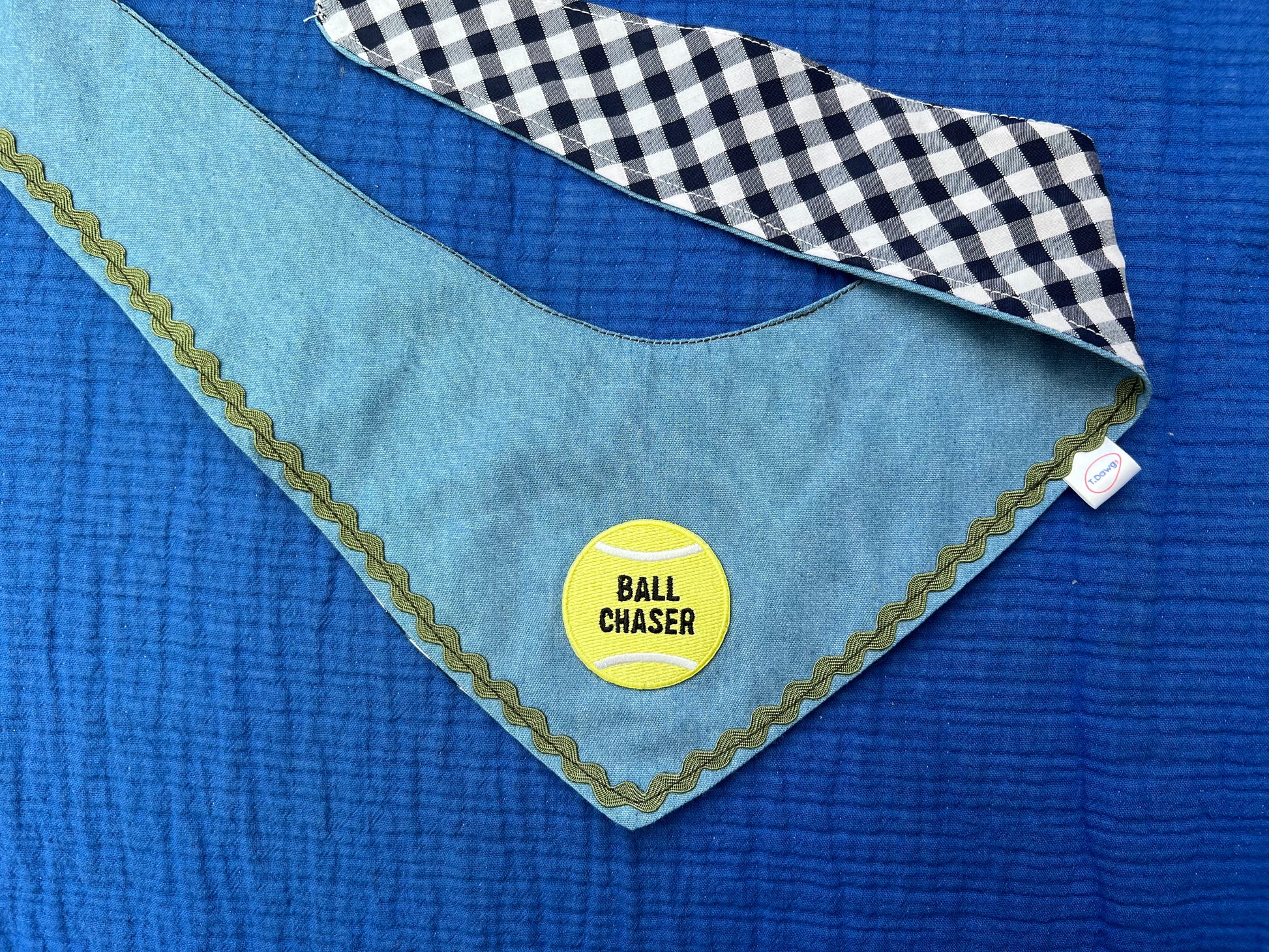 Reversible denim & blue gingham bandana image 2