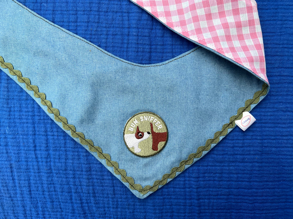 Reversible denim & pink gingham bandana image 4