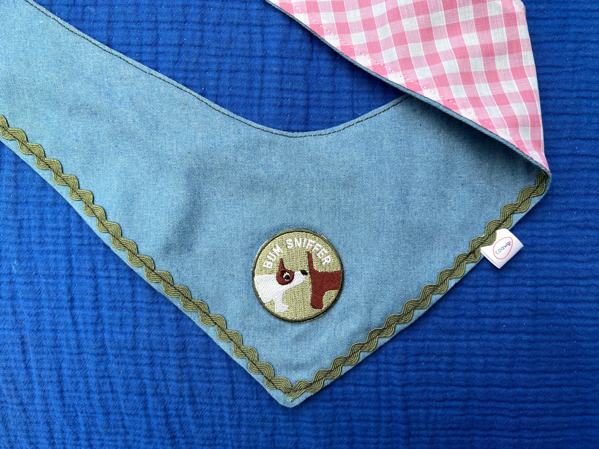Reversible denim & pink gingham bandana image 4