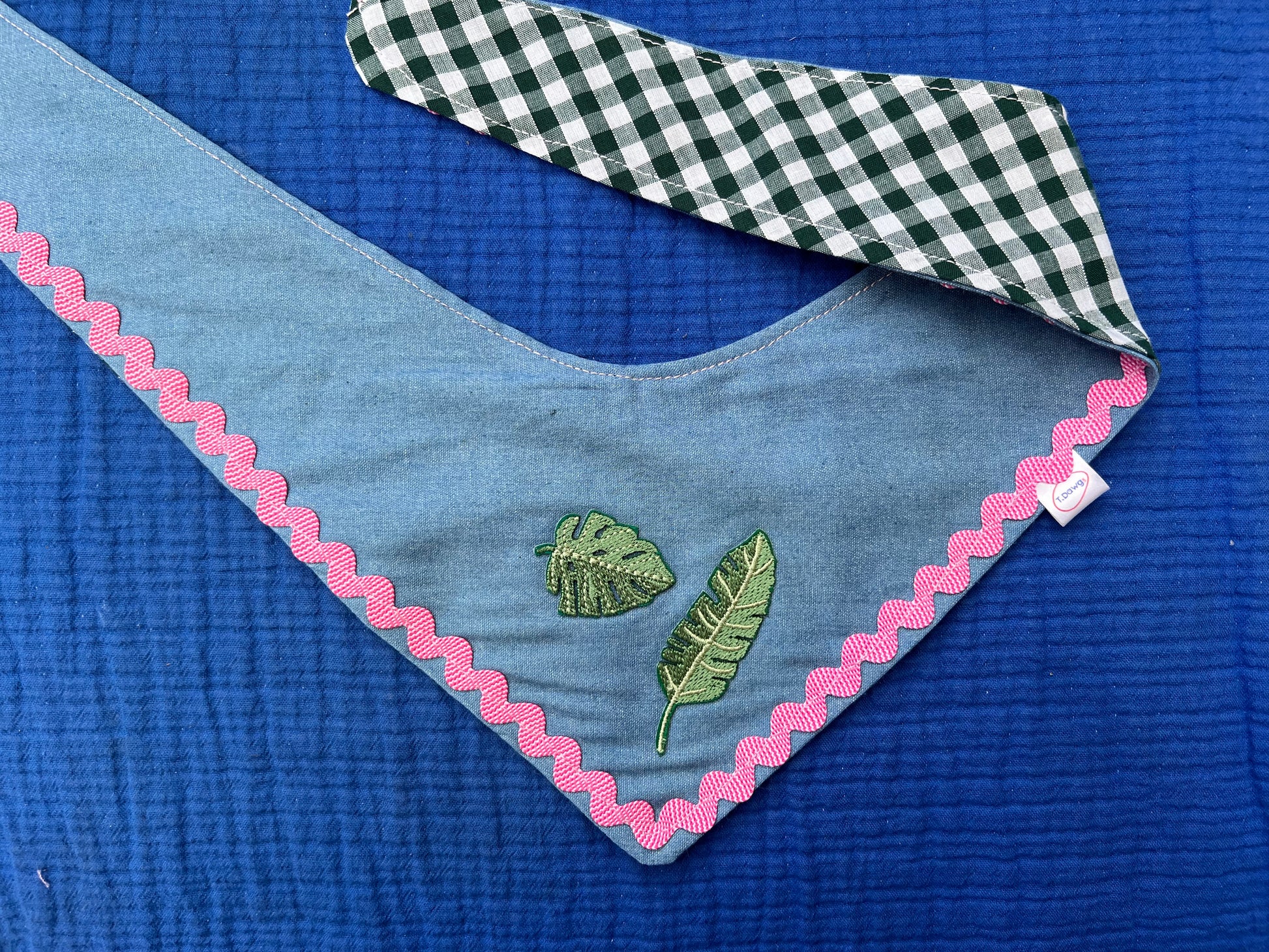 Reversible denim & green gingham bandana image 4