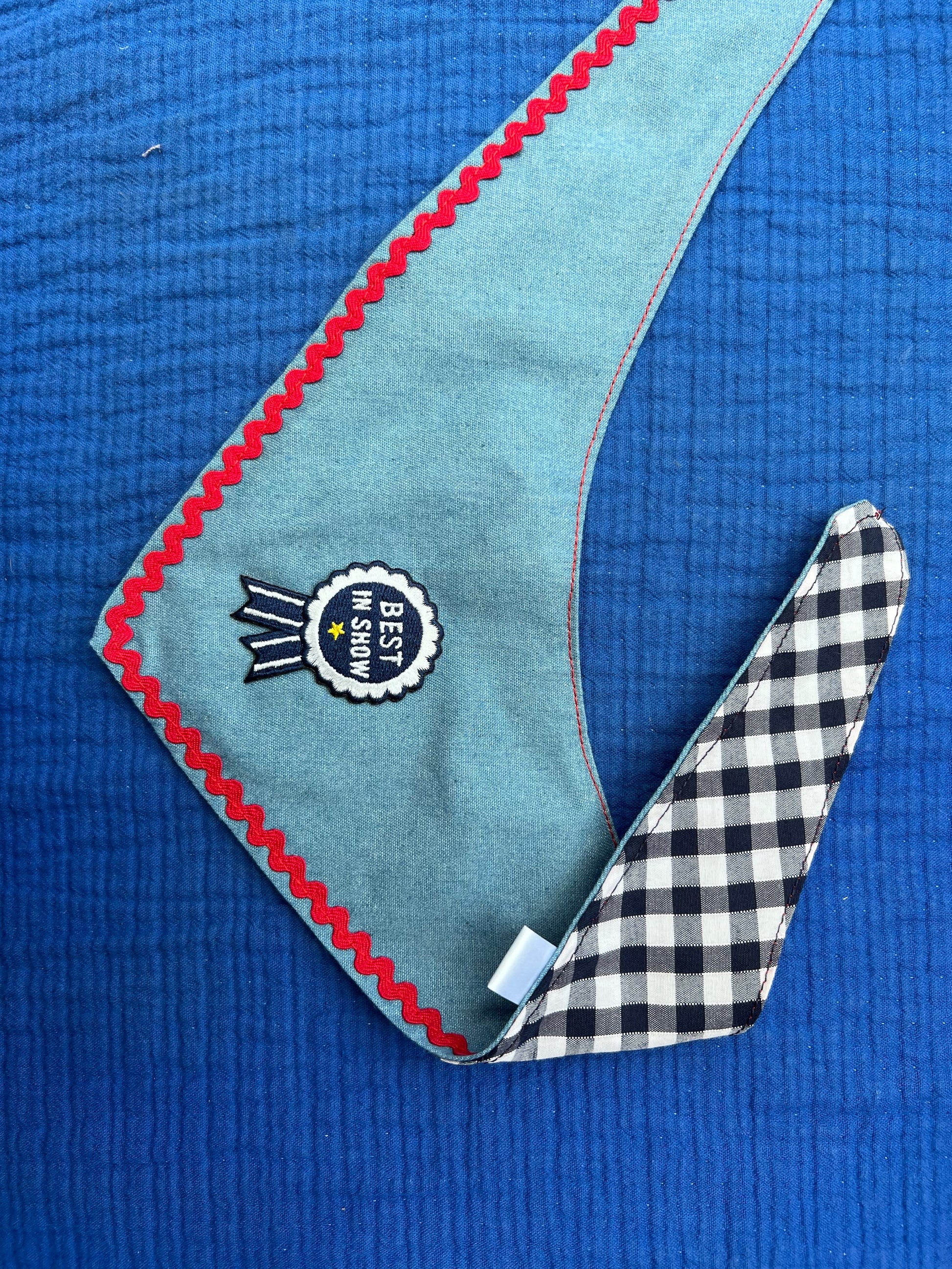 Reversible denim & blue gingham bandana image 1