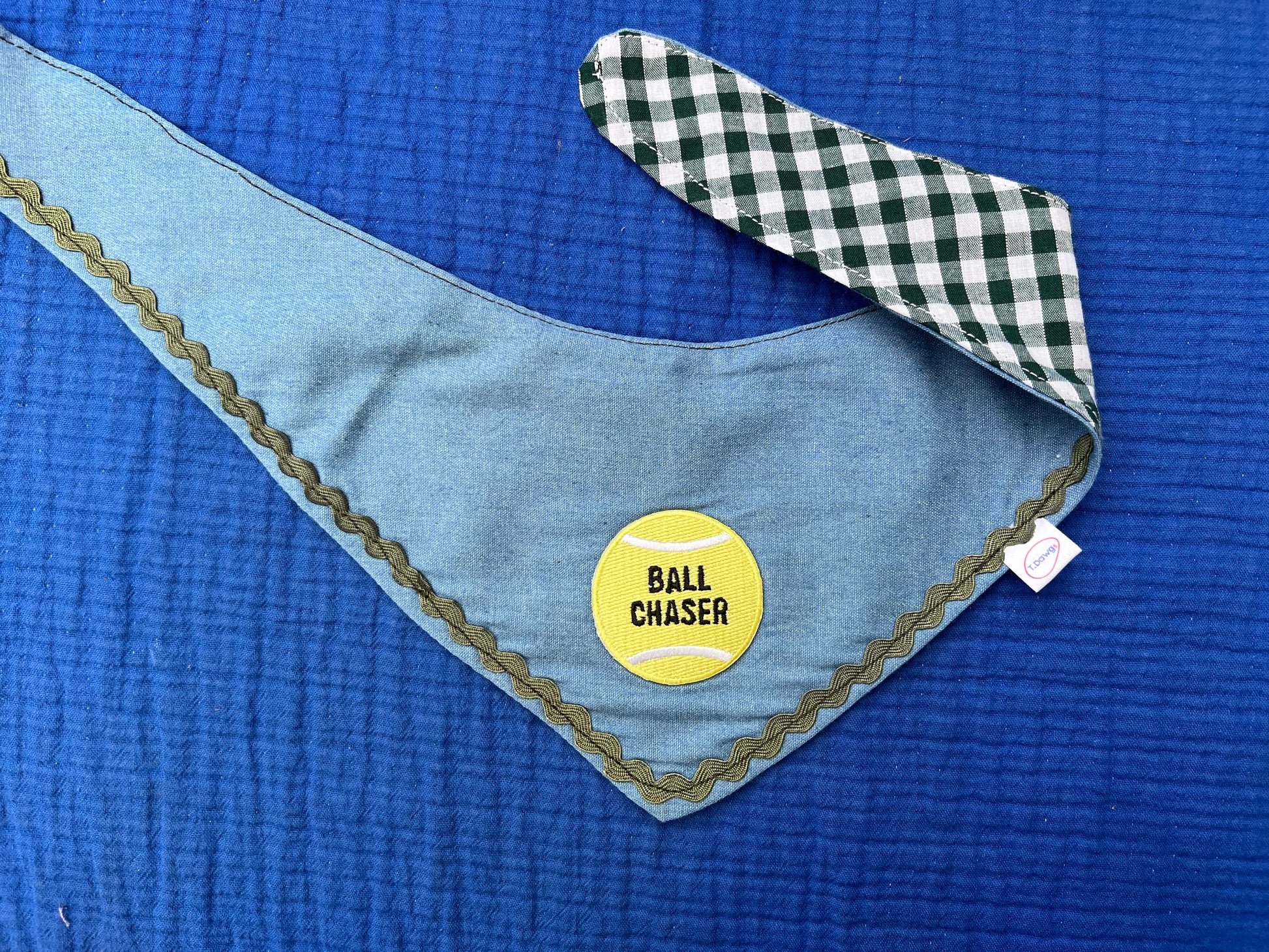 Reversible denim & green gingham bandana image 2