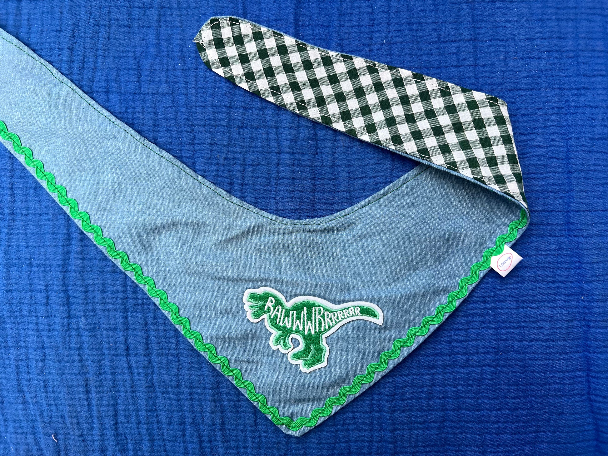 Reversible denim & green gingham bandana image 5