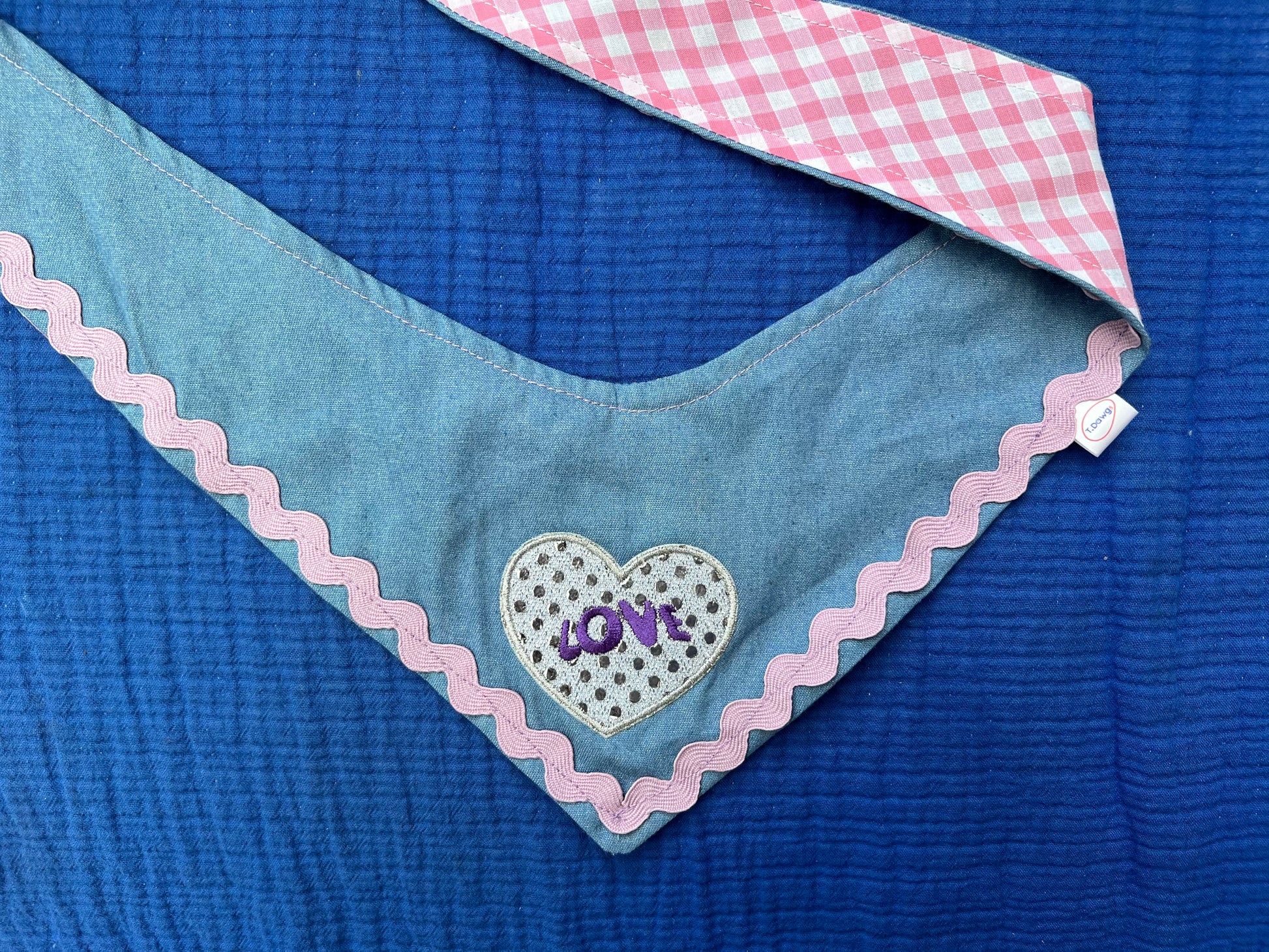 Reversible denim & pink gingham bandana image 5