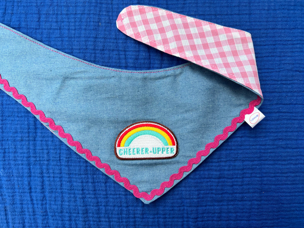 Reversible demin &  pink gingham bandana image 8