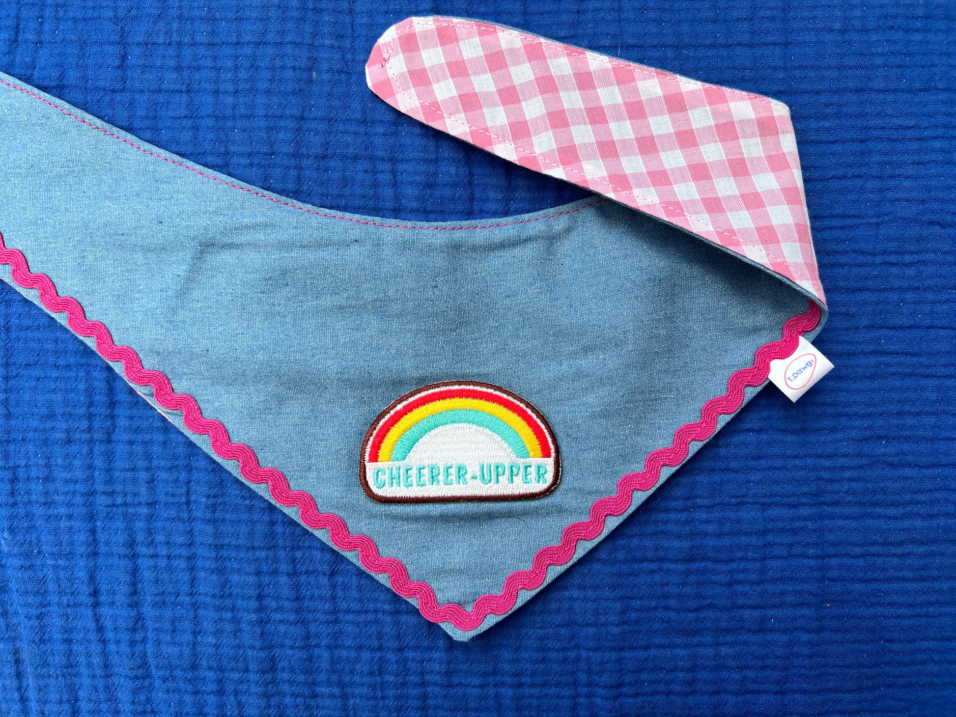 Reversible demin &  pink gingham bandana image 8