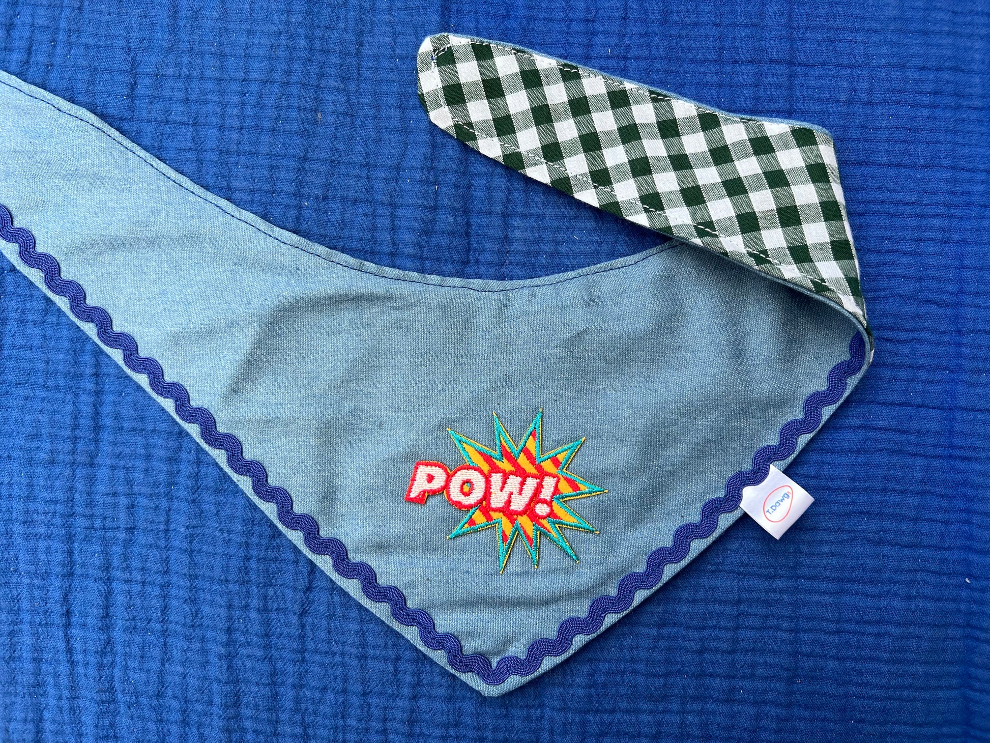 Reversible denim & green gingham bandana image 5