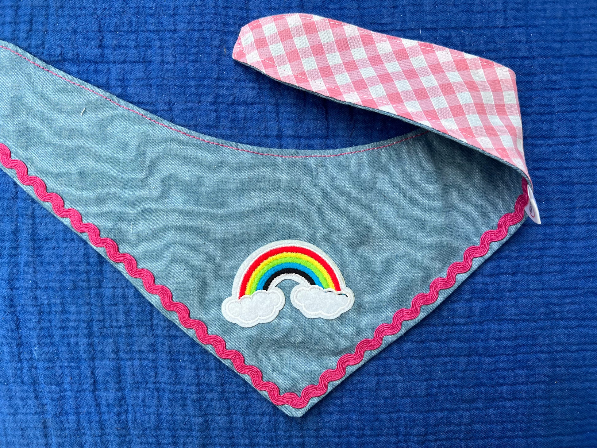 Reversible demin &  pink gingham bandana image 9