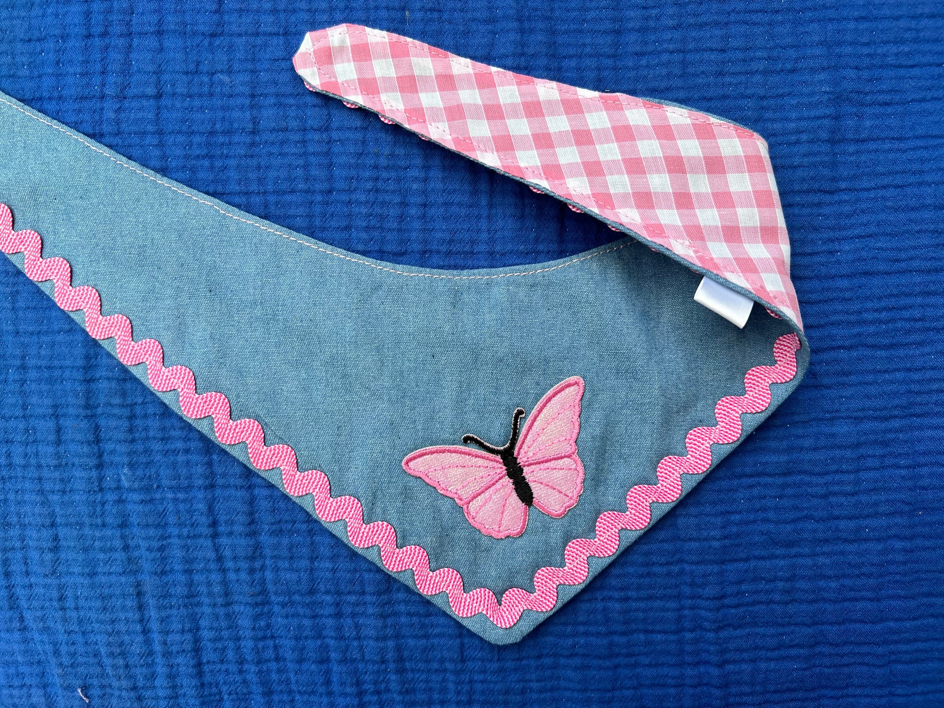 Reversible demin &  pink gingham bandana image 5