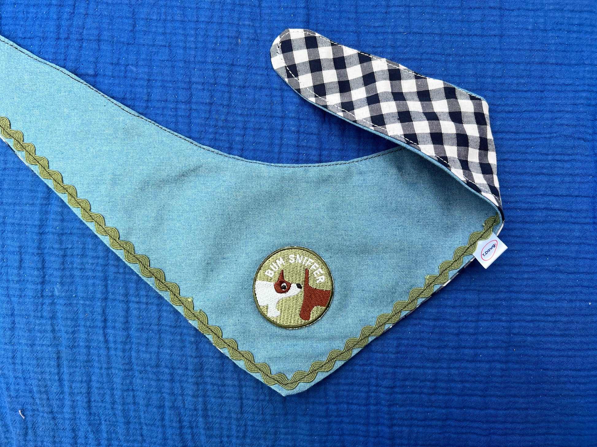 Reversible denim & blue gingham bandana image 4