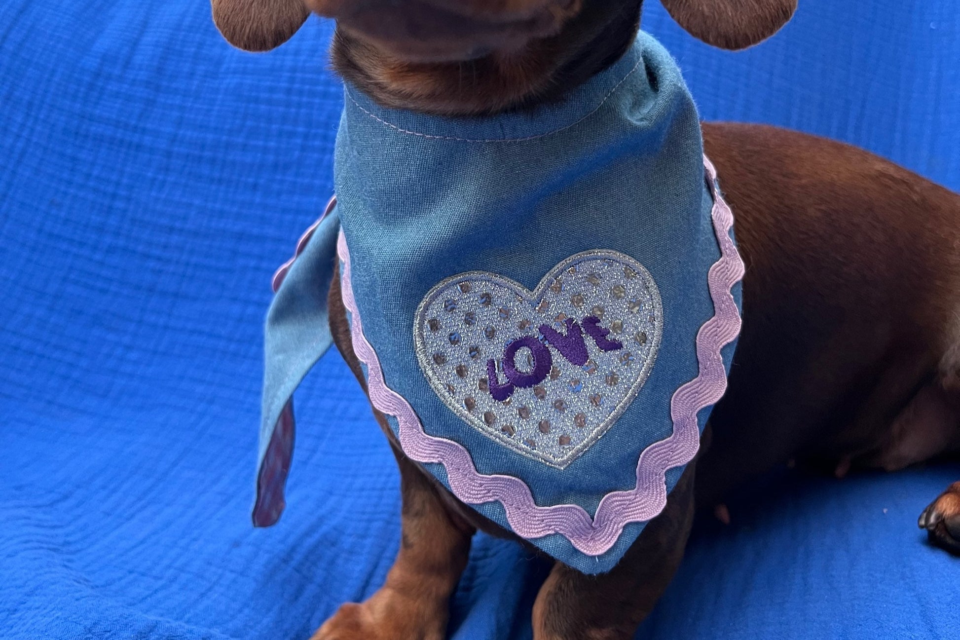Reversible denim & pink gingham bandana image 0