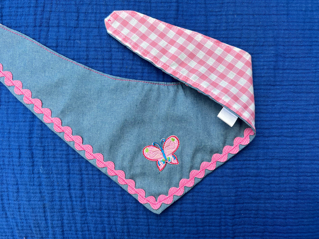 Reversible demin &  pink gingham bandana image 3