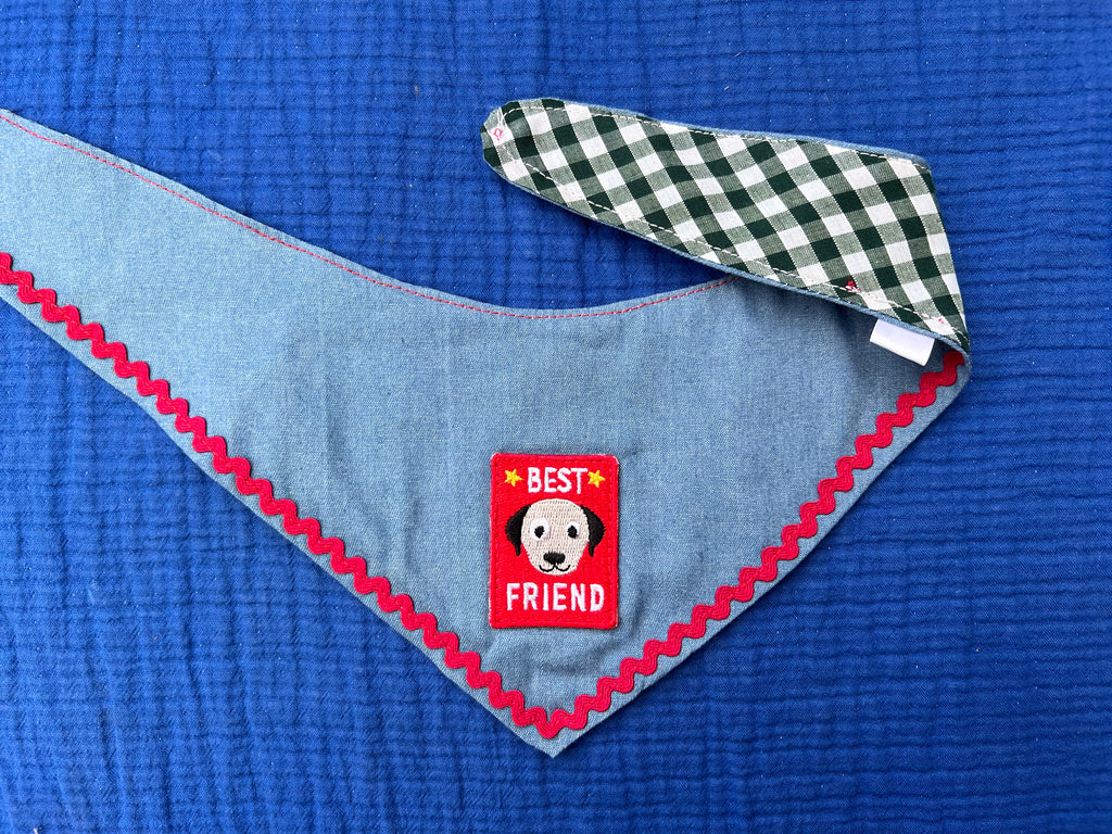 Reversible denim & green gingham bandana image 3